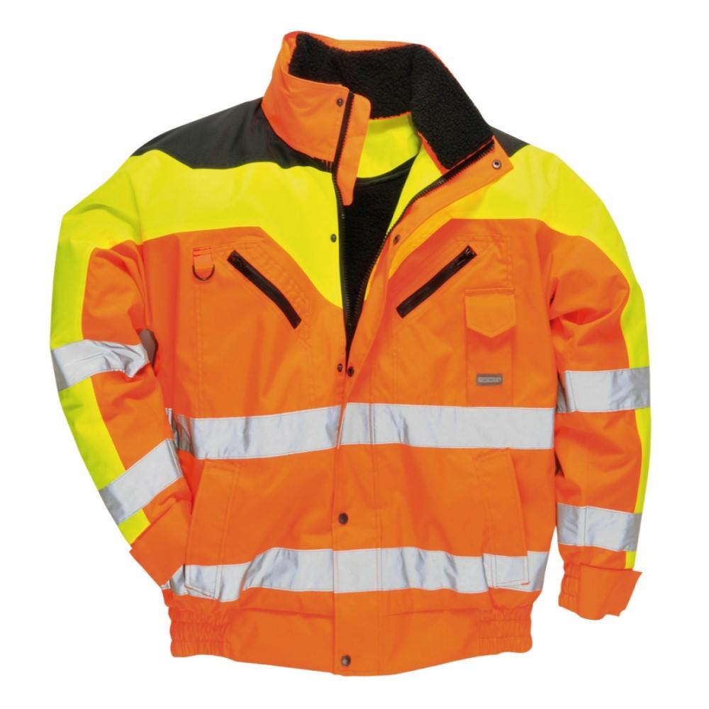 High Visibility Orange Three Tone Contrast Waterproof Bomber Jacket