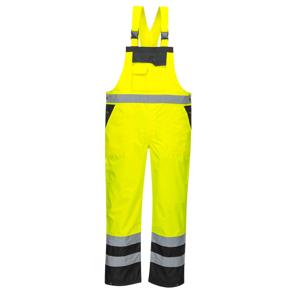 High Visibility Yellow & Black Waterproof Two-Tone Bib & Brace Overall