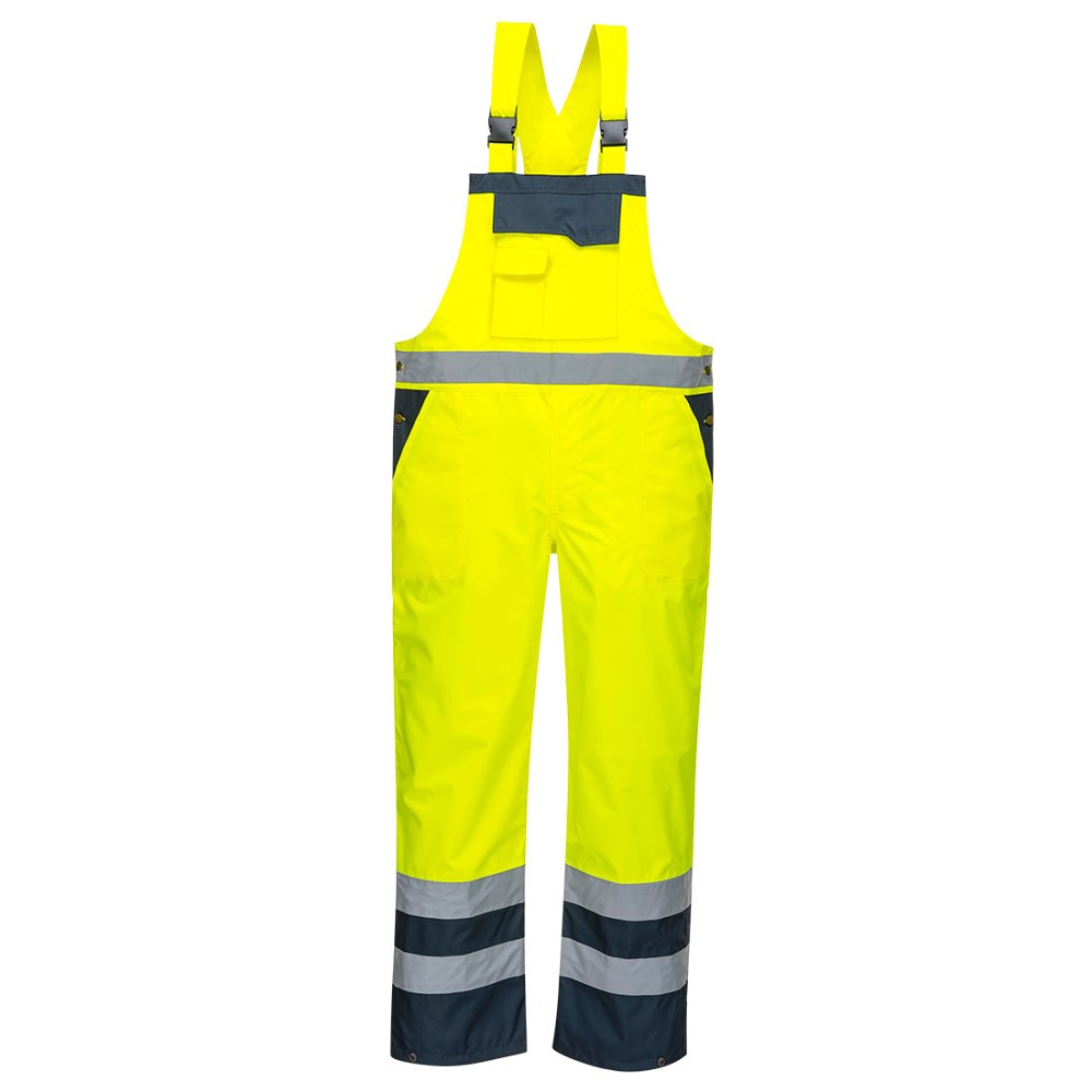 High Visibility Yellow & Navy Two-Tone Bib & Brace Overall