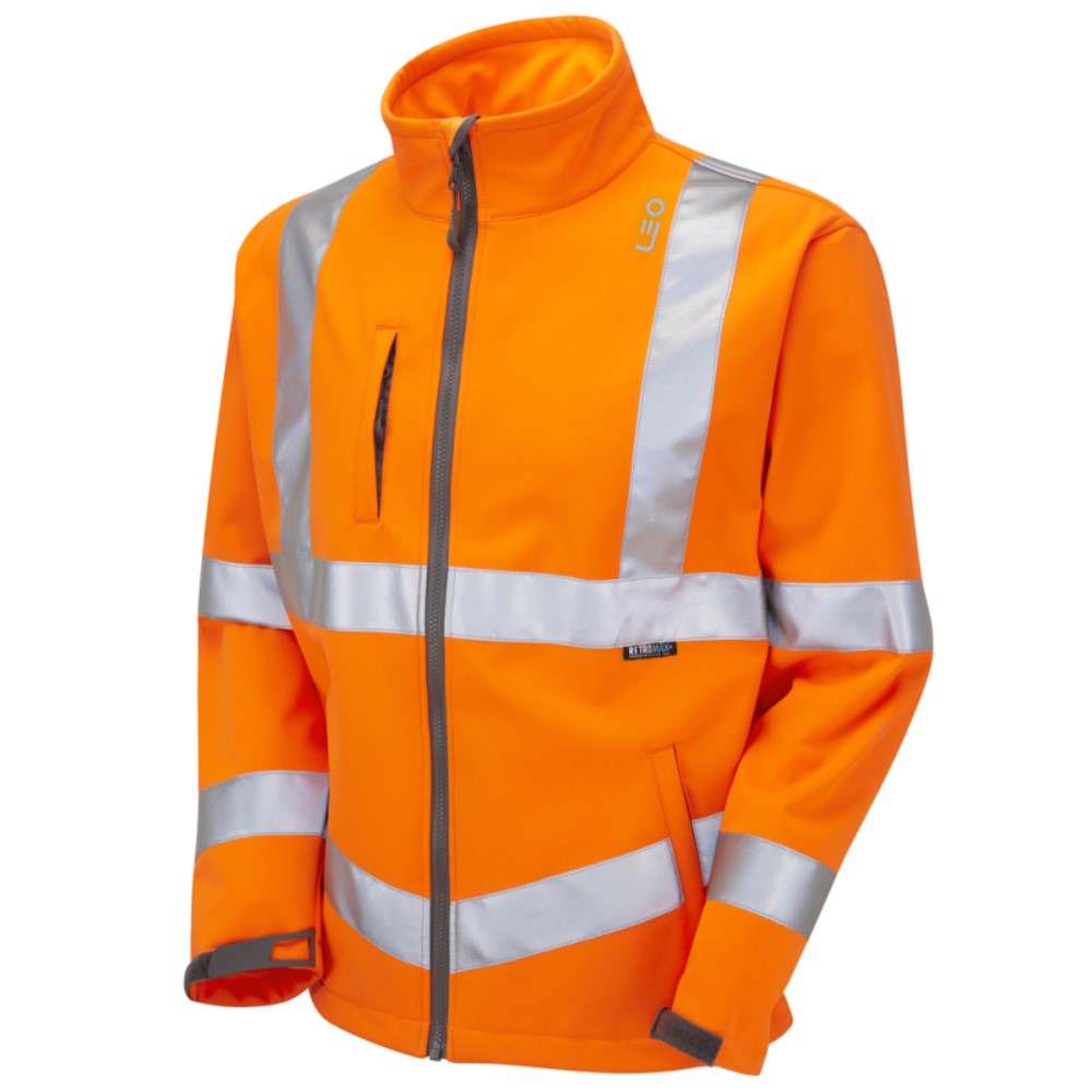 High Visibility Orange Leo Buckland Interactive Softshell Jacket