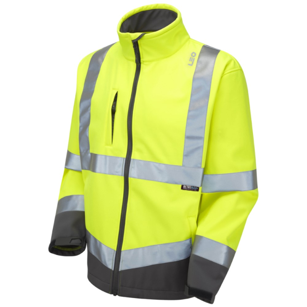 High Visibility Yellow Leo Buckland Interactive Softshell Jacket