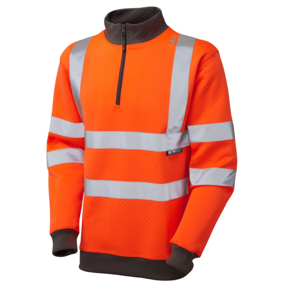 High Visibility Leo Brynsworthy Orange 1/4 Zip Superior Sweatshirt