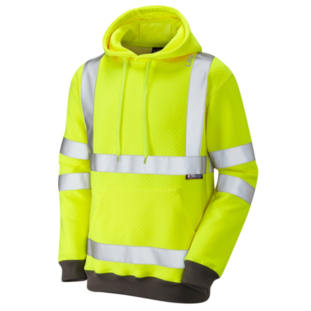 High Visibility Leo Goodleigh Premium Yellow Hooded Sweatshirt