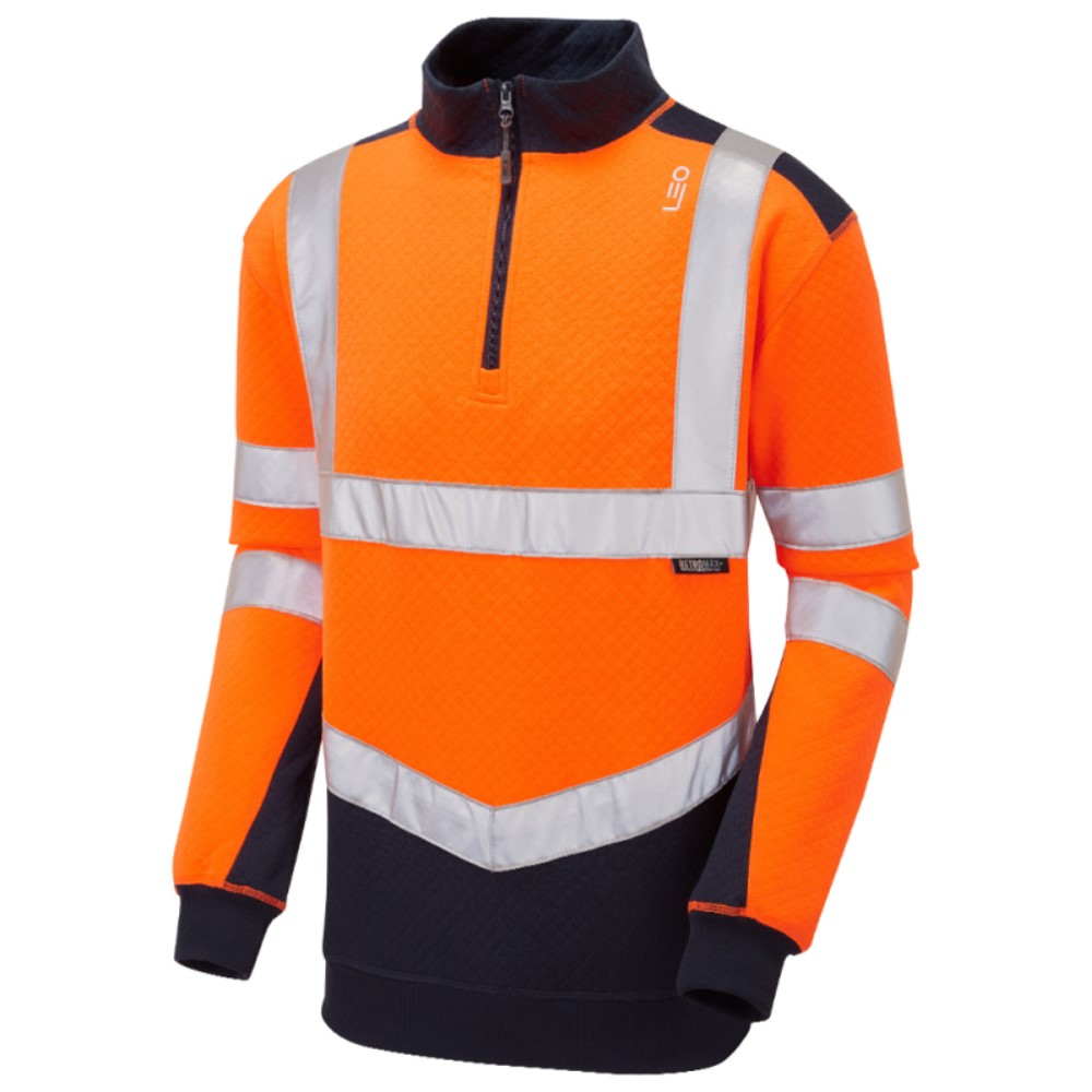 High Visibility Leo SS08 Tapeley Dual Colour 1/4 Zip Sweatshirt Orange/Navy