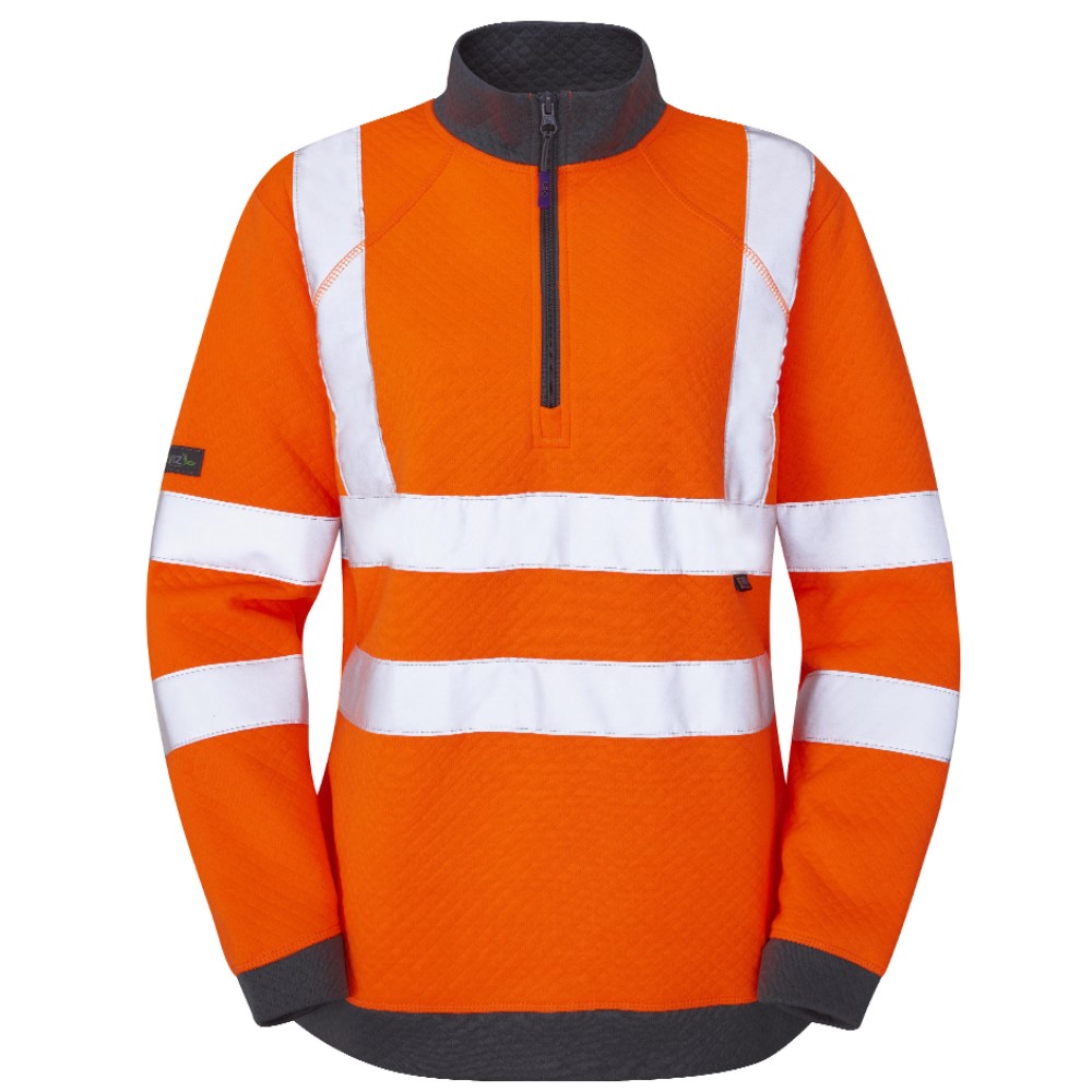 Leo High Visibility Orange Elberry SSL01 Ladies Quarter Zip Sweatshirt