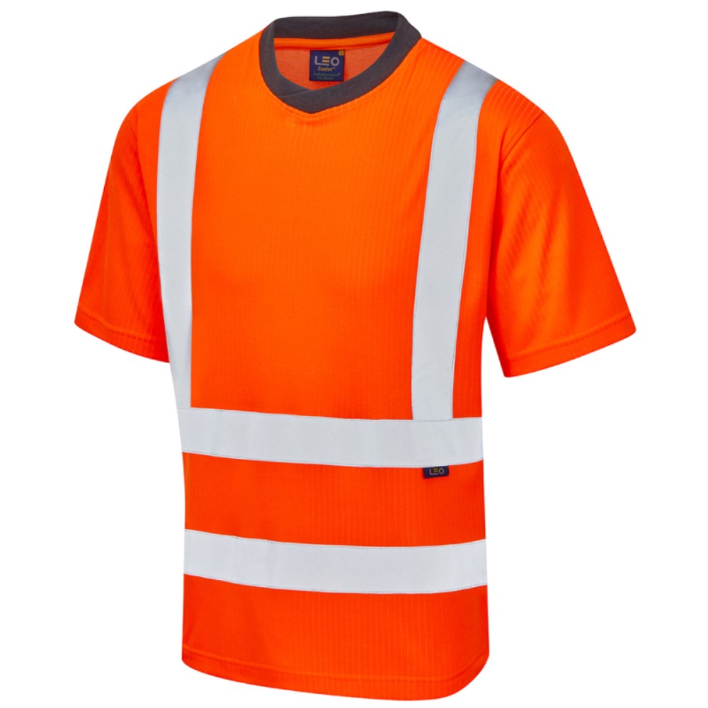 Leo T01 Newport Comfort Eco-Viz High Visibility Orange T-Shirt