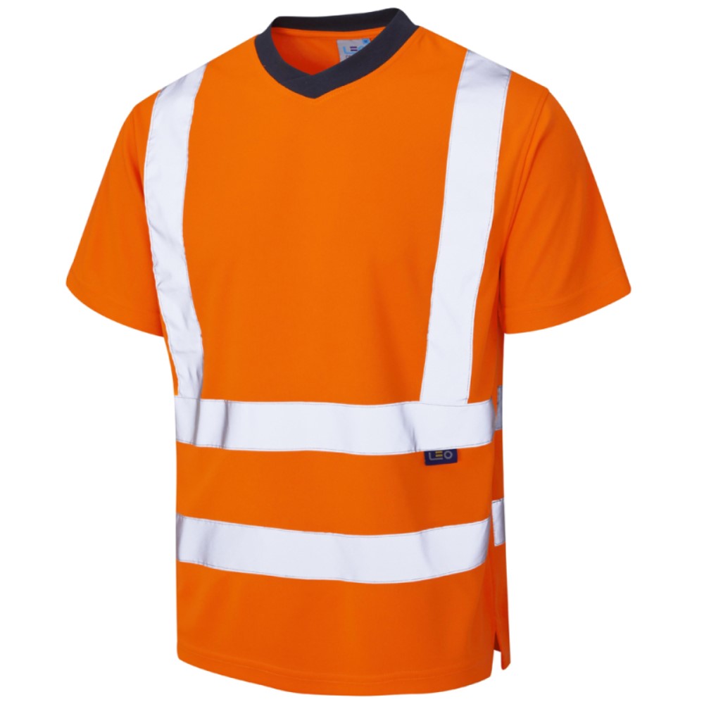 Leo Workwear T02-O Braunton High Visibility Orange Coolviz T-Shirt