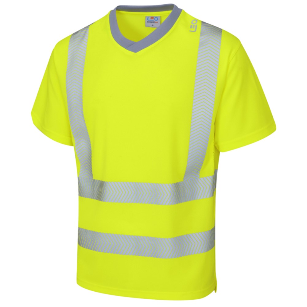 Leo Workwear T03-Y Larkstone High Visibility Yellow Coolviz Plus T-Shirt