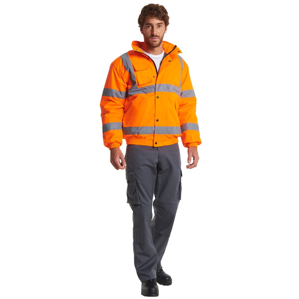 High Visibility Essentials Orange Waterproof Bomber Jacket EN471