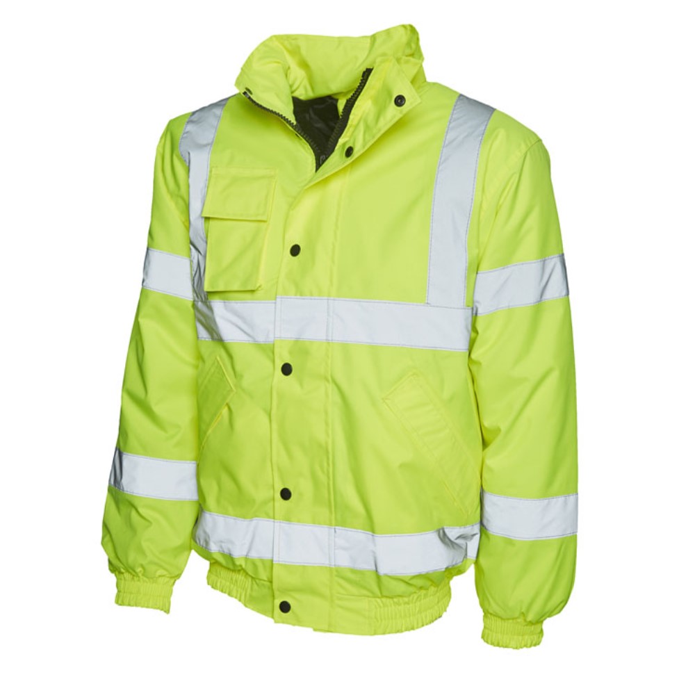 High Visibility Essentials Yellow Waterproof Bomber Jacket EN471