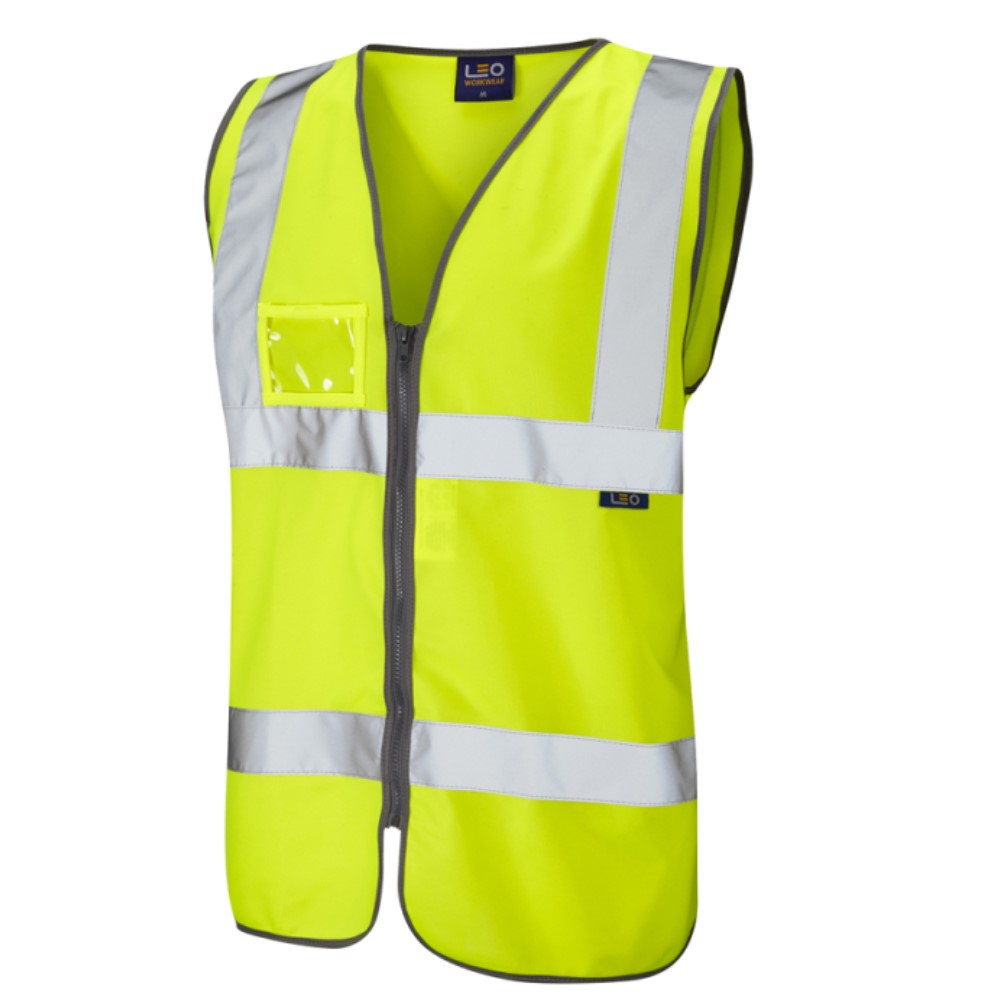 Deluxe Yellow Mesh Reflective Safety Vest with Pockets and ID Holder