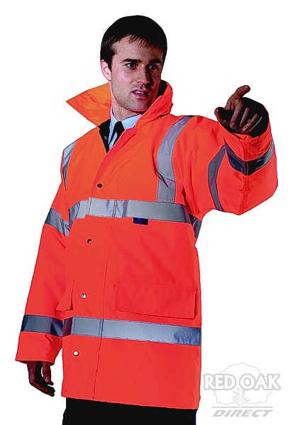 High Visibility Orange Waterproof Traffic Jacket - redoakdirect.com