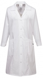 Ladies Princess Line Lab Coat White