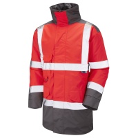 High Visibility Red & Grey Leo Tawstock Superior Waterproof Jacket - ENISO 20471