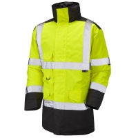 High Visibility Yellow & Black Leo Tawstock Superior Waterproof Jacket - ENISO 20471