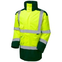 High Visibility Yellow & Bottle Green Leo Tawstock Superior Waterproof Jacket - ENISO 20471