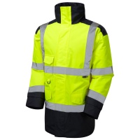 High Visibility Yellow & Navy Blue Leo Tawstock Superior Waterproof Jacket - ENISO 20471