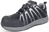 Safety Trainer Shoe - Black & Silver S3 With Non Metallic Toe Cap And Midsole