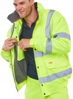 High Vis Contractor PLUS Yellow Fleece Lined Bomber Jacket
