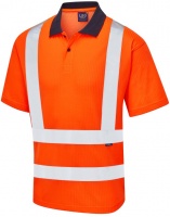 Leo P01 Croyde Comfort Eco-Viz High Visibility Orange Polo Shirt