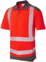 Short Sleeve Leo Peppercombe Superior Coolviz Plus High Visibility Red/Grey Advanced Polo Shirt