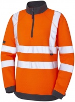Leo High Visibility Orange Elberry SSL01 Ladies Quarter Zip Sweatshirt
