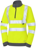 Leo High Visibility Yellow Elberry SSL01 Ladies Quarter Zip Sweatshirt