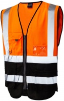 High Visibility Lynton Orange & Black Superior Two-Tone Vest  To ENISO 20471 Class 1