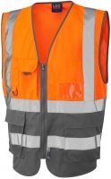 High Visibility Lynton Orange & Grey Superior Two-Tone Vest  To ENISO 20471 Class 1