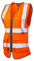 Ladies High Visibility Orange Lynmouth Superior Vest EN ISO 20471 Class 1
