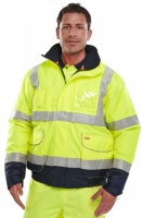 High Visibility Two Tone Yellow & Navy Waterproof Bomber Jacket EN471