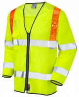 Barbrook Hi Vis Yellow Sleeved Waistcoat with Orange Braces