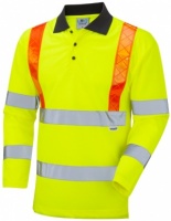 Bickleton Hi Vis Yellow Sleeved Polo Shirt with Orange Braces