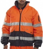 High Visibility Europa Orange & Navy Waterproof Bomber Jacket EN471