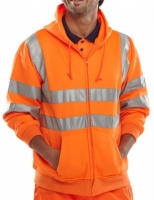 High Visibility Orange Hooded Full Zipped Sweatshirt