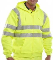 High Visibility Yellow Hooded Full Zip Sweatshirt