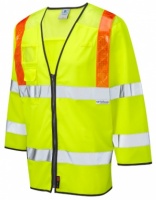 Taddiport Hi Vis Yellow 3/4 Sleeve Waistcoat with Orange Braces